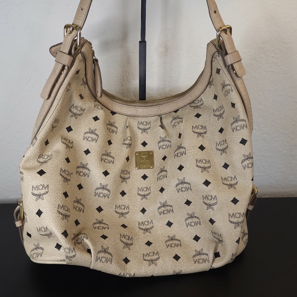 MCM Beige Visetos Large Hobo Tote Preloved